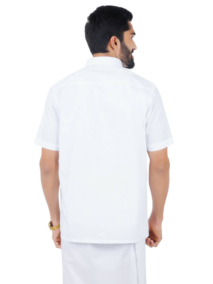 Ramraj Cotton Mens Half Sleeve Royal Cotton White Shirt - Distacart