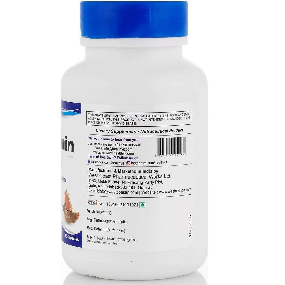 Healthvit Ultra-Pure Curcumin 475mg Capsules - Distacart