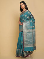 Thumbnail for Kalamandir Ethnic Motifs Sea Green Silk Blend Saree