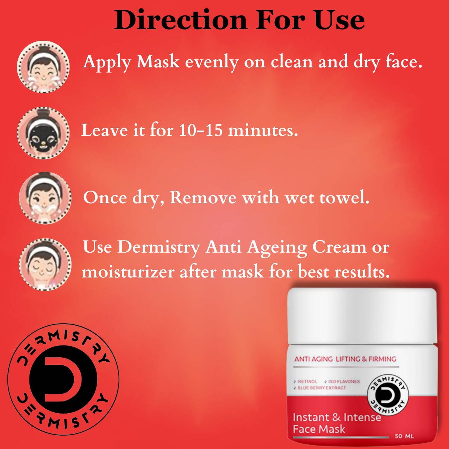 Dermistry Anti Aging Instant Intense Face Lift Serum & Instant Intense Face Mask - Distacart