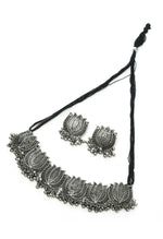 Thumbnail for Mominos Fashion Johar Kamal Silver-Plated Brass Finish Lotus Design Choker For Women - Distacart