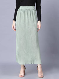 Thumbnail for Myshka Chiffon Solid Green Women Skirt - Distacart