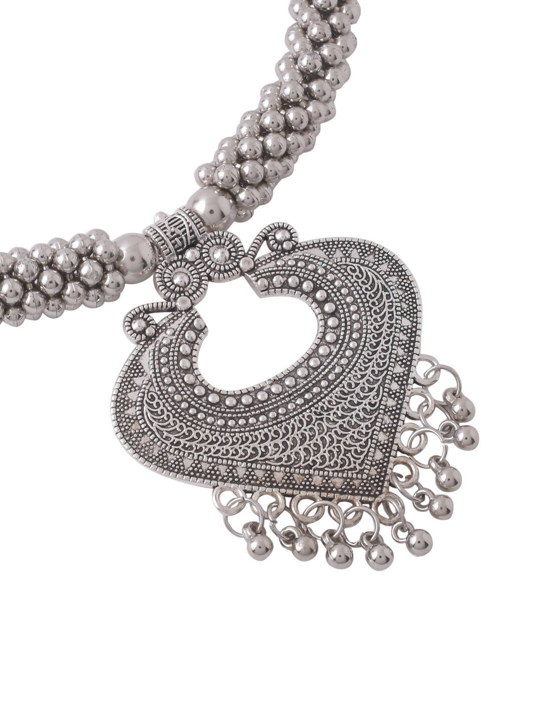 NVR Women Silver Toned Oxidised Jewellery Set - Distacart