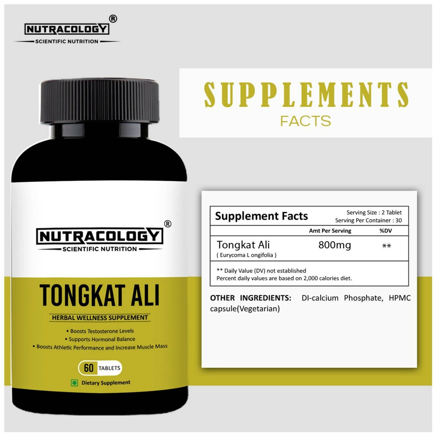 Nutracology Tongkat Ali Testosterone Booster For Stamina Energy and Endurance Tablets - Distacart