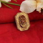 Thumbnail for Mominos Fashion Joharkamal Gold-Plated Stone Studded Adjustable Finger Ring - Design 018 - Distacart