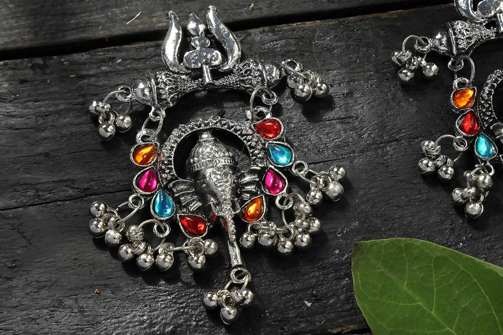 Mominos Fashion Johar Kamal Traditional Multi Kundan Ganesha Earrings - Distacart