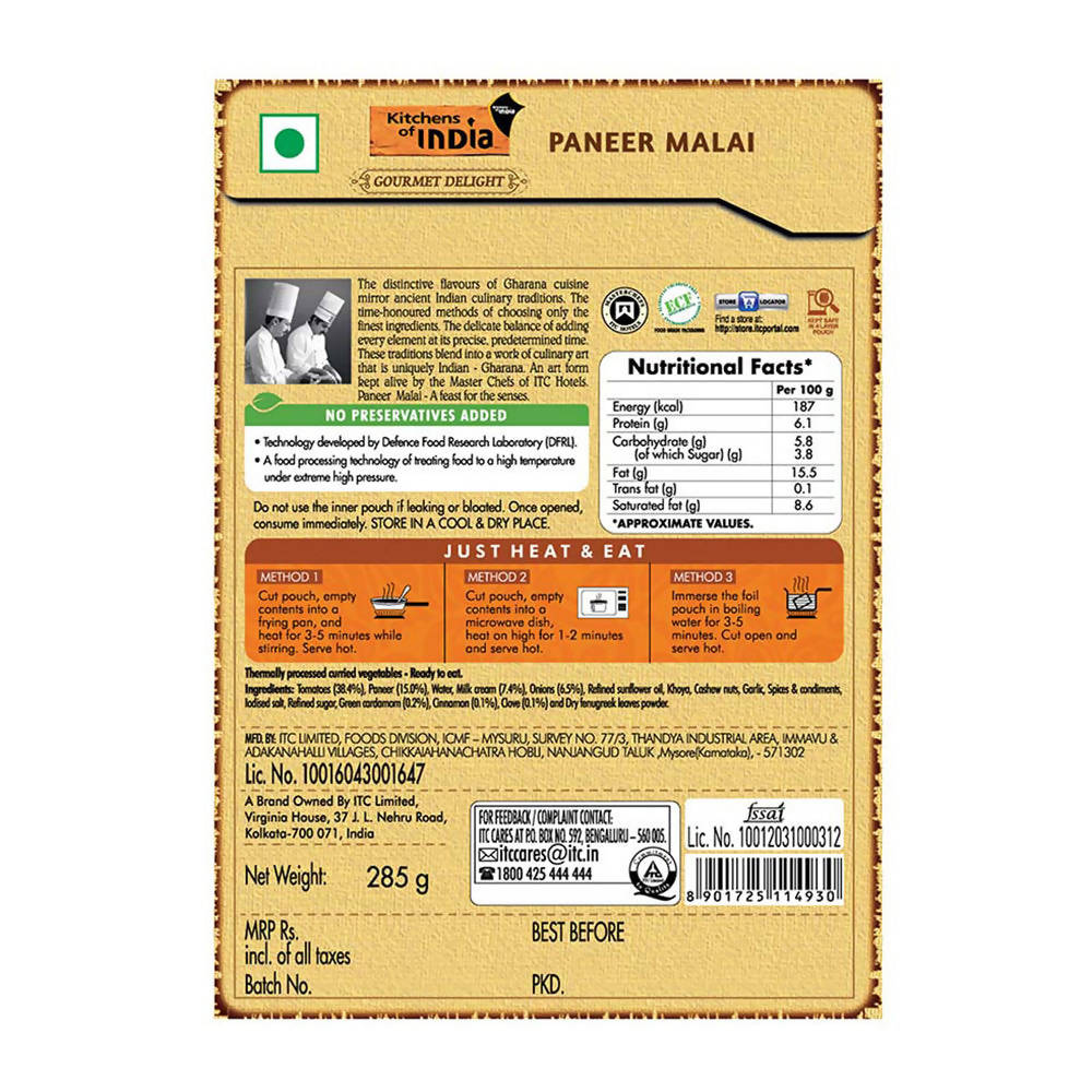 Kitchens of India Paneer Malai - Distacart