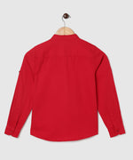 Thumbnail for Manet Boys Mandarin Collar Full Sleeves Melange Shirt - Red - Distacart