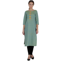 Thumbnail for Kanoor Women's Green cotton straight kurti