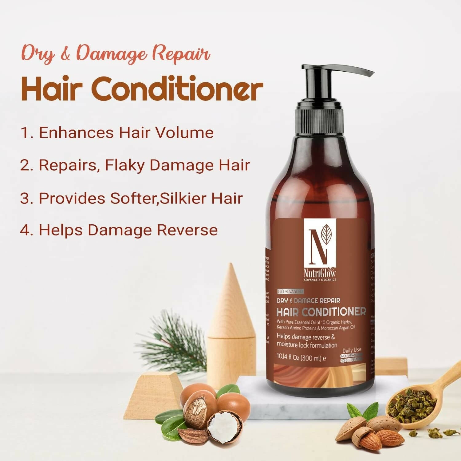 NutriGlow Advanced Organics Bio Advanced Daily Use Dry and Damage Repair Hair Conditioner - Distacart