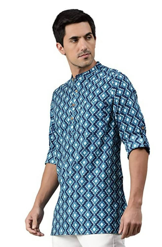 Janasya Men's Blue Cotton Kurta - Distacart