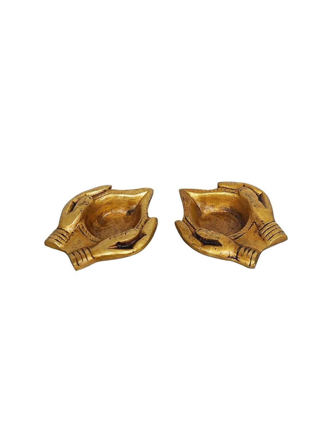 eCraftIndia 2 Pcs Lady Hand Holding Brass Diyas - Distacart