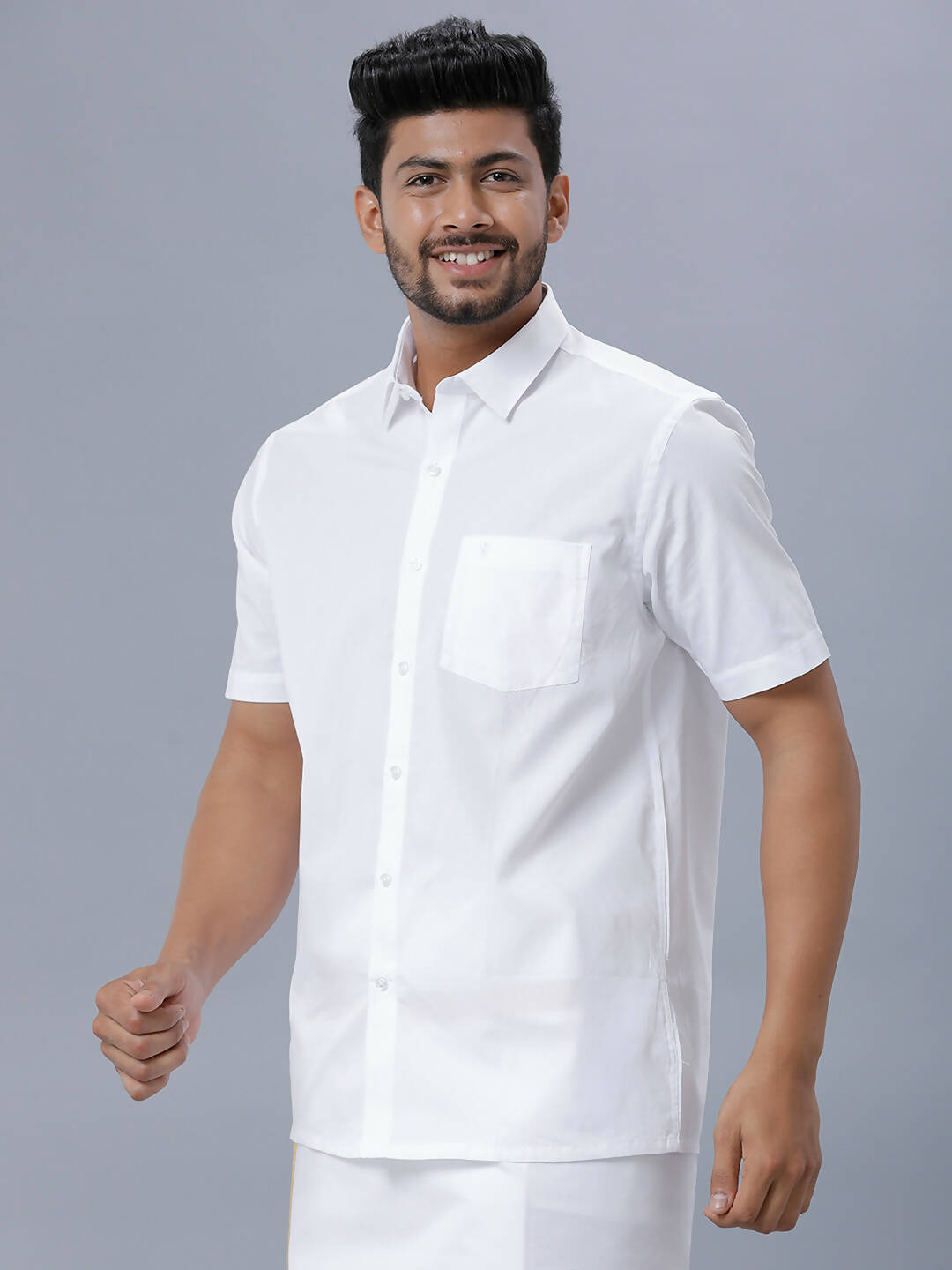 Ramraj Cotton Mens Half Sleeve Formal Poly Cotton White Shirt - Distacart