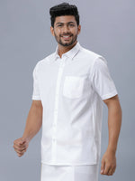 Thumbnail for Ramraj Cotton Mens Half Sleeve Formal Poly Cotton White Shirt - Distacart