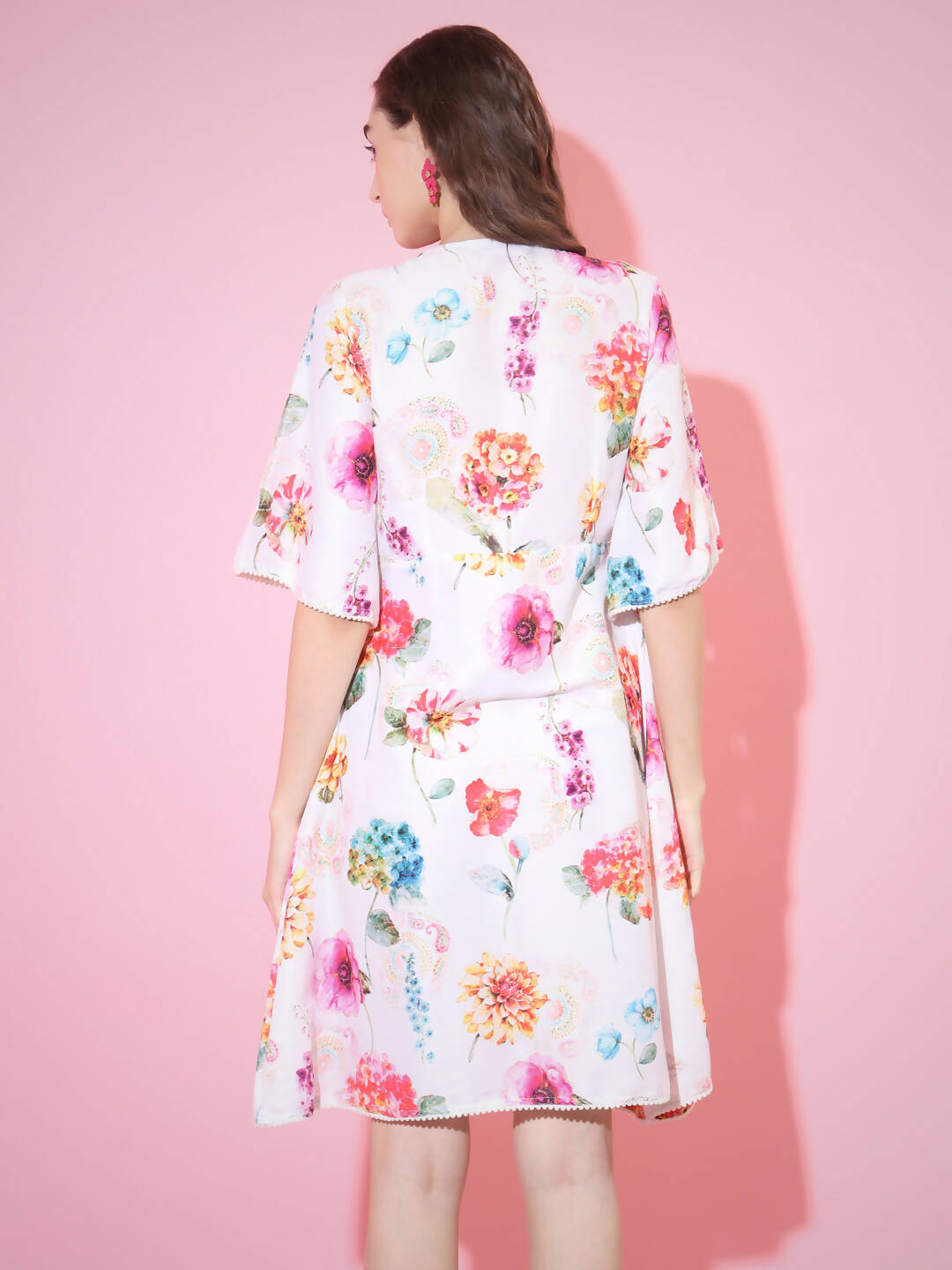 Myshka Women's Multi Floral Printed Empire Dress - Distacart