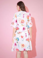 Thumbnail for Myshka Women's Multi Floral Printed Empire Dress - Distacart