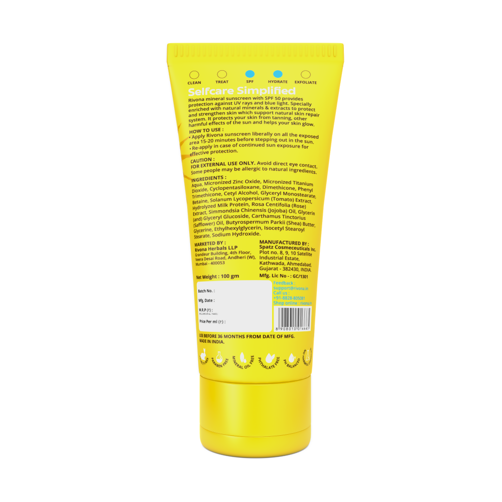 Rivona Naturals Mineral Sunscreen with Spf 50 - Distacart