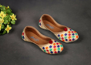 Tiny Bugs Girls Ethnic Floral Embroidered Juttis - Multi - Distacart