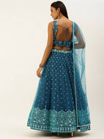 Thumbnail for House of Panchhi Teal Net Sequinse Work Lehenga & Blouse, Dupatta - Distacart