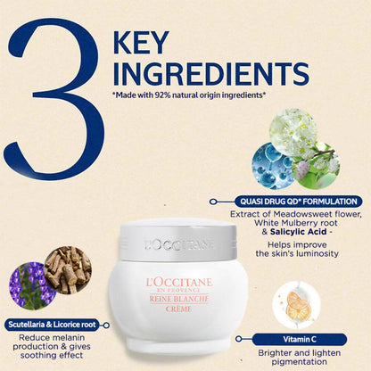 L'Occitane Reine Blanche Bright Revealing Face Cream - Distacart