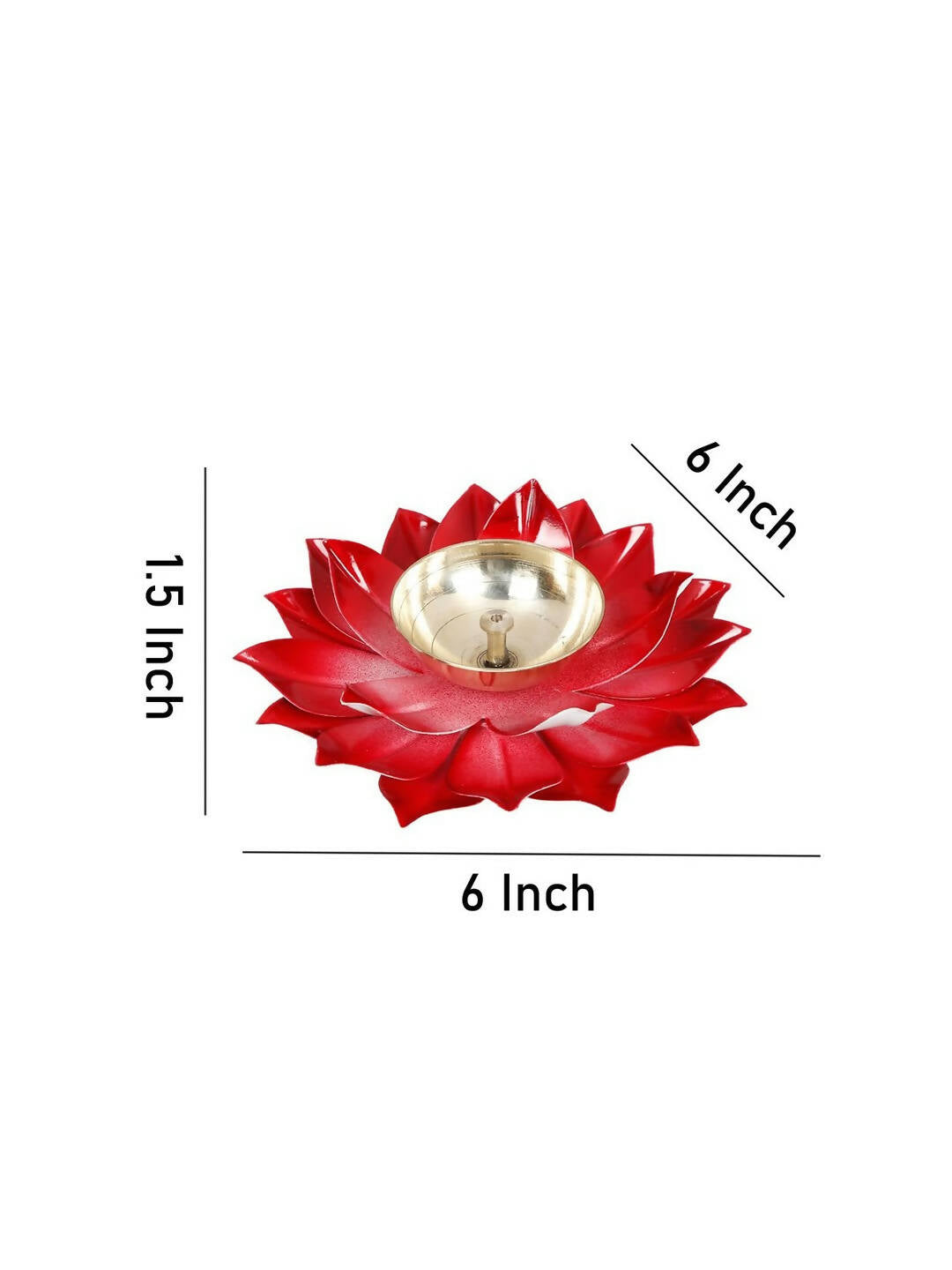 CraftVatika Red Lotus-Shaped Pooja Diya Oil Lamp - Distacart
