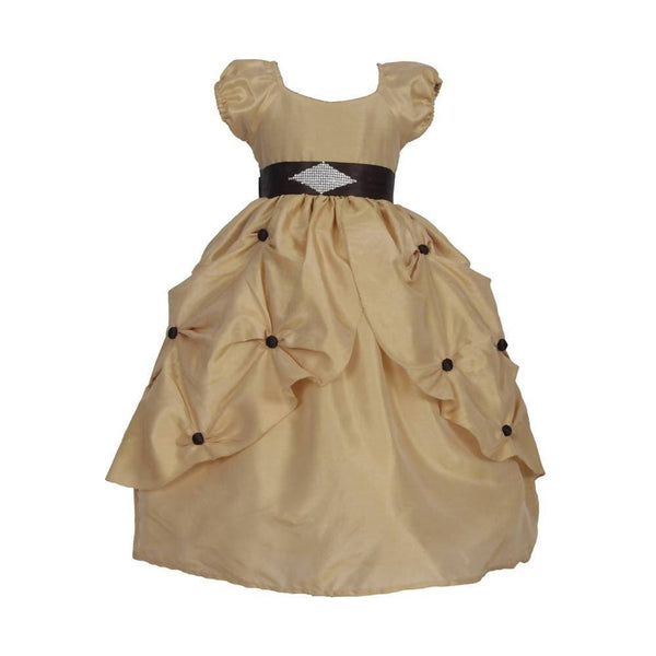 Asmaani Baby Girl's Gold Color Satin A-Line Maxi Full Length Dress (AS-DRESS_22028) - Distacart