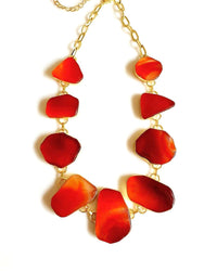 Thumbnail for Bling Accessories Orange Agate Natural Stone Statement Necklace