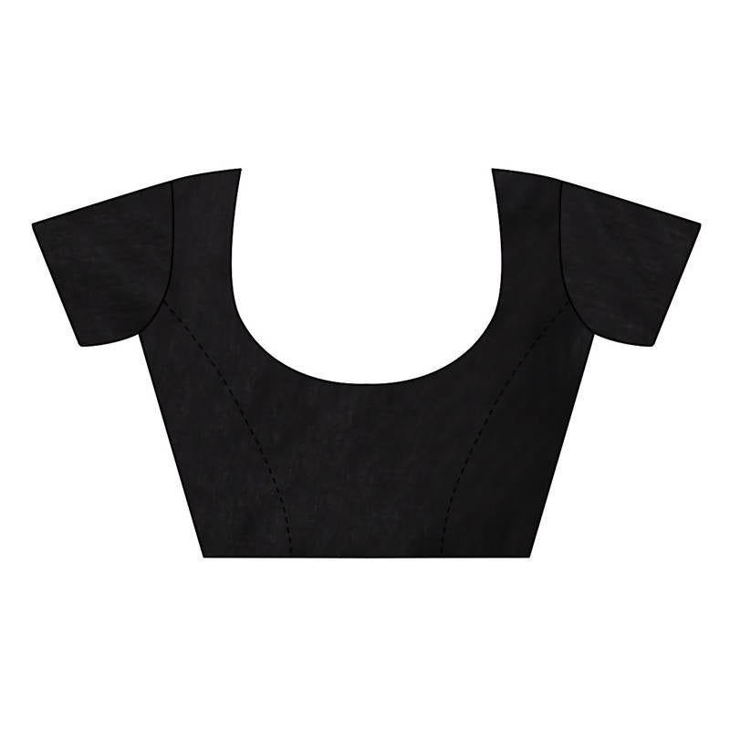 Vamika Cream Malai Silk Printed Saree (Zigzag Chiku) Blouse