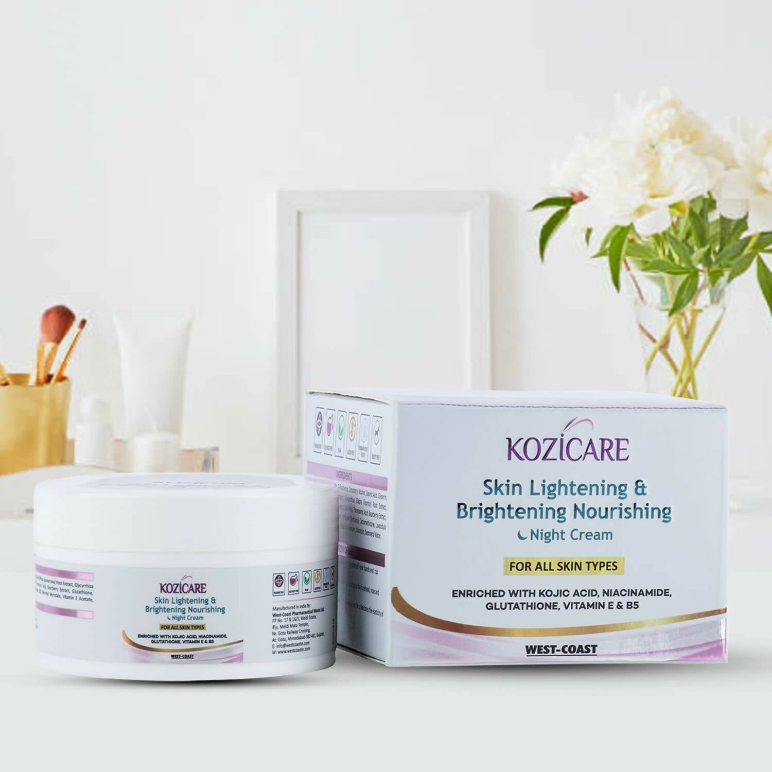 Healthvit Kozicare Skin Lightening & Brightening Nourishing Night Cream - Distacart