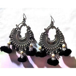Thumbnail for Black Woolen Threaded with Chandbali Earrings