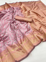 Thumbnail for DEIANA'S Beautiful Golden Jari with New Design Soft Lichi Silk Saree - Pink - Distacart