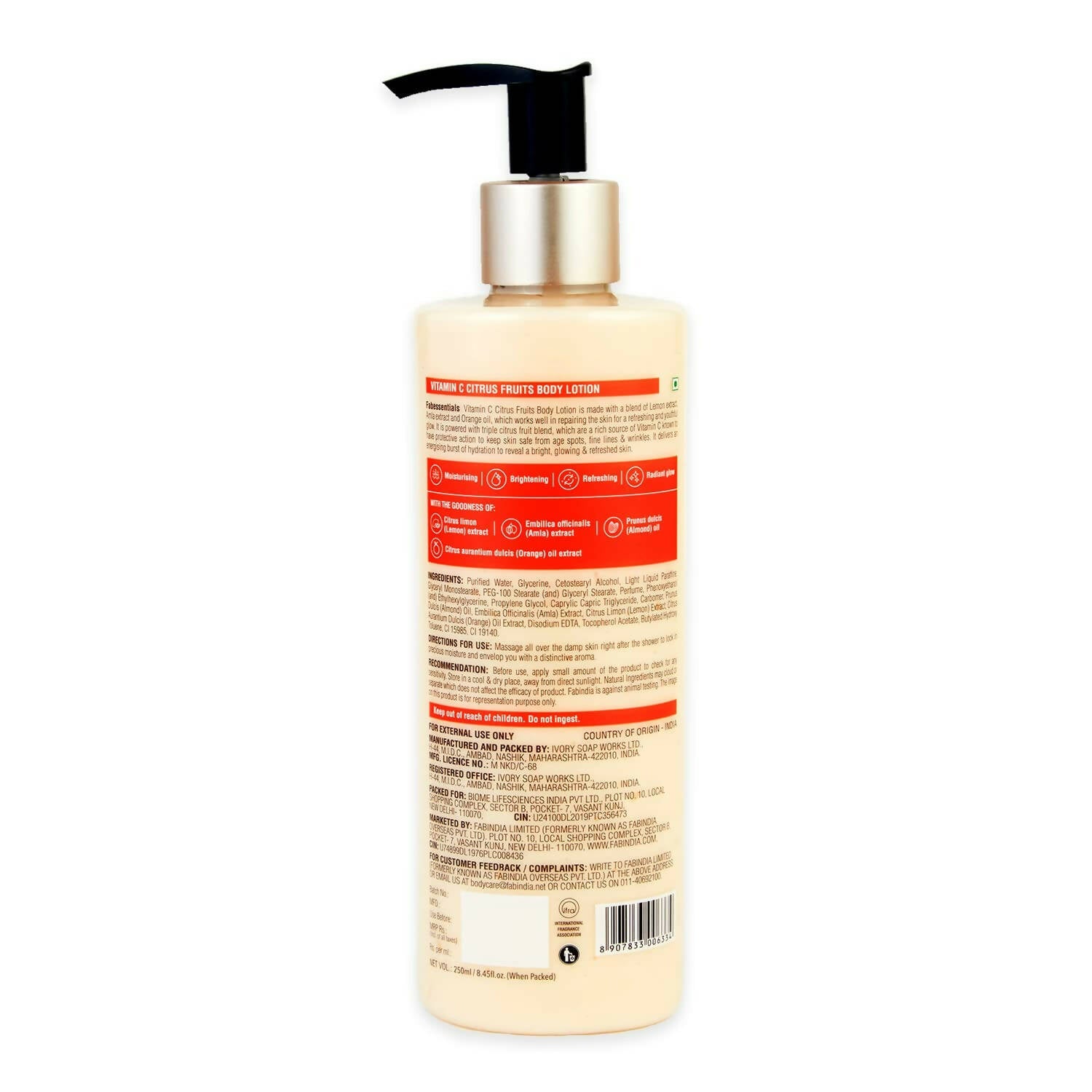 Fabessentials Vitamin C Citrus Fruits Body Lotion - Distacart
