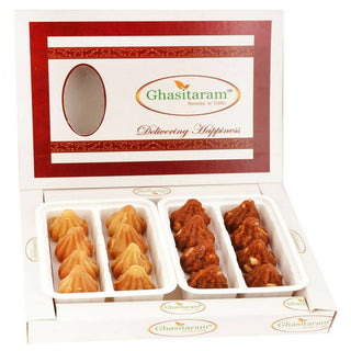 Ghasitaram White Box of Dodha Barfi and Mysore Pak Modaks - Distacart