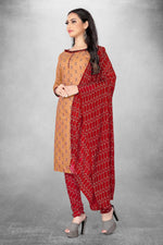 Thumbnail for Beige Cotton Printed Unstitched Dress Material - Amara - Distacart