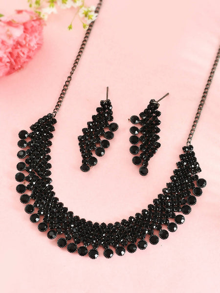VOJ Women Black Color stainless steel Jewellery Set - Distacart