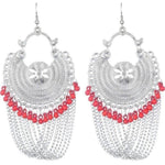 Thumbnail for Latest Fashion Half Moon Earrings With Chains And Red Pearls