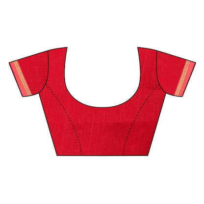 Vamika Chanderi Cotton EmbroideryRed Blouse