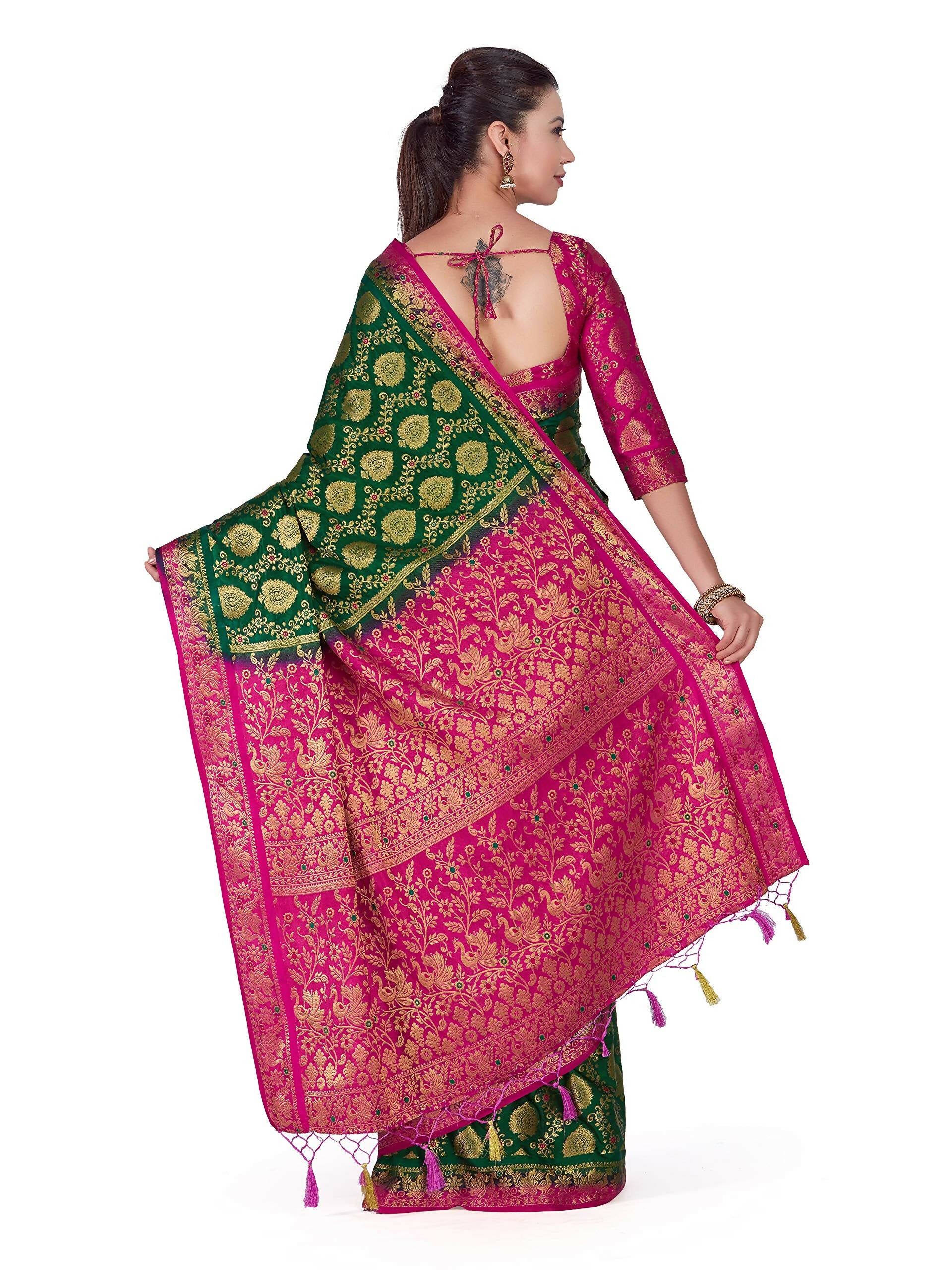 Mimosa Women's Green Kanchipuram Silk Saree - Distacart