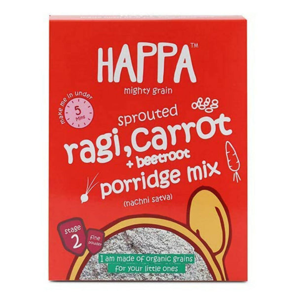 Happa Organic Baby Food Sprouted Ragi, Carrot & Beetroot Porridge Mix-Stage 2 - Distacart