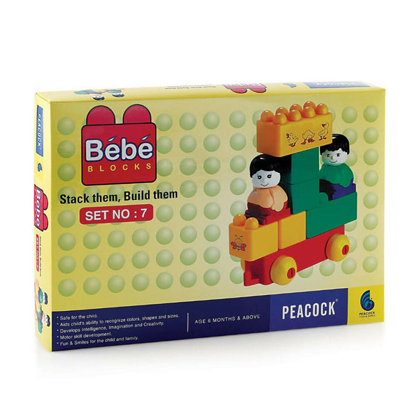 Peacock Learning & Educational Building Interlocking Blocks Set For Kids- Bebe Set No 7 - Distacart