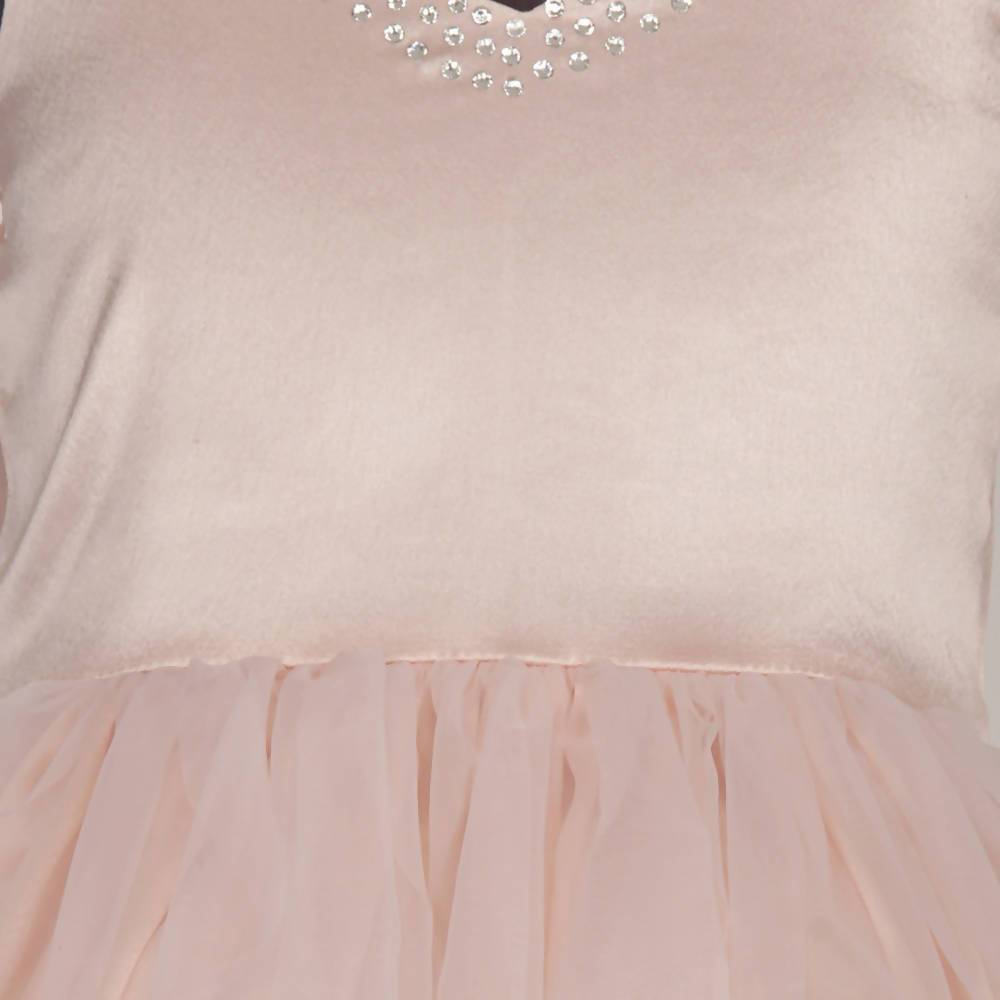 Asmaani Baby Girl's Beige Color Satin A-Line Maxi Full Length Dress (AS-DRESS_22029) - Distacart