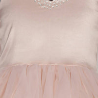 Thumbnail for Asmaani Baby Girl's Beige Color Satin A-Line Maxi Full Length Dress (AS-DRESS_22029) - Distacart