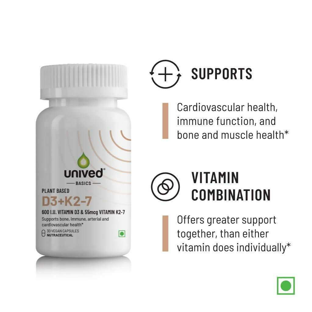 Unived Basics D3+K2 (MK-7) | Vegan Vitamin D3 600 IU & Vitamin K2-7 - Distacart