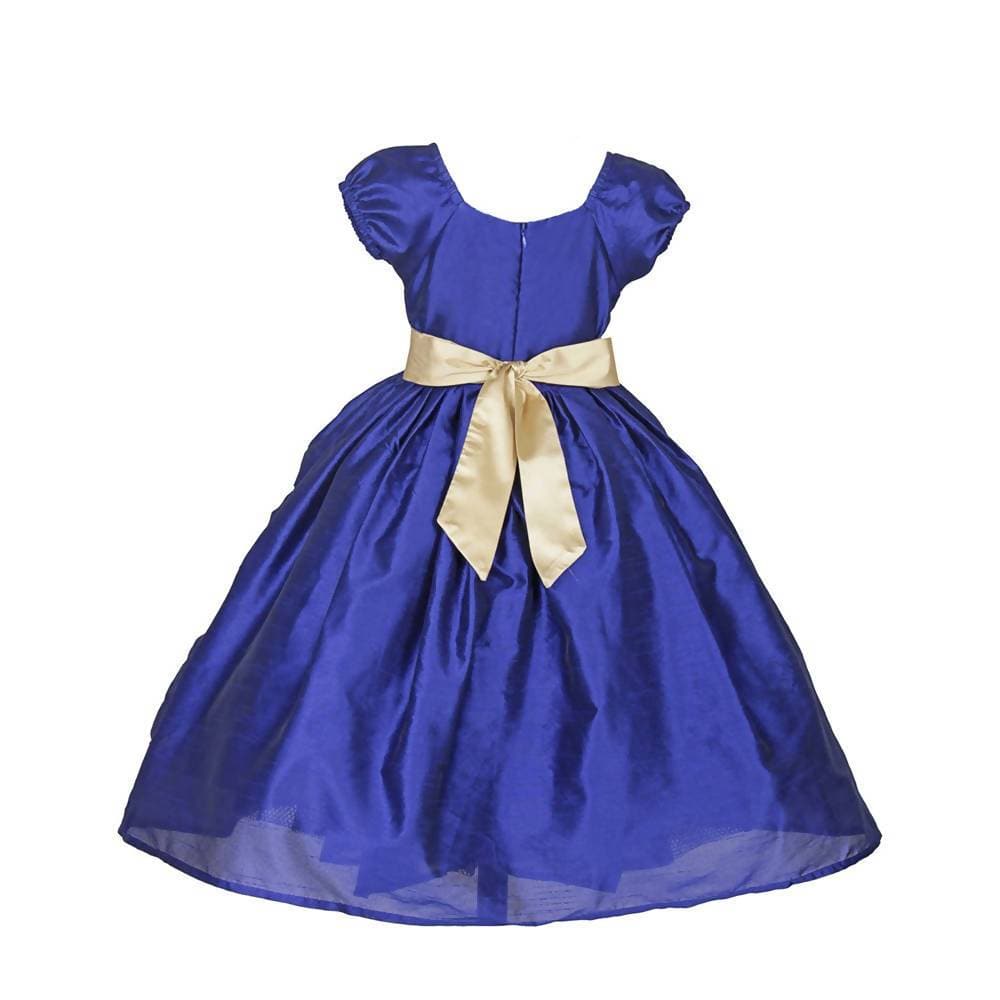 Asmaani Baby Girl's Blue Satin A-Line Maxi Full Length Dress (AS-DRESS_22013) - Distacart