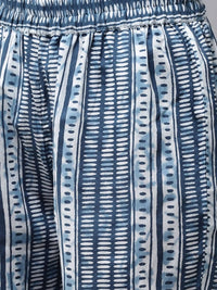 Thumbnail for Yufta Women Blue & White Printed Pure Cotton Kurta with Trouser & Dupatta