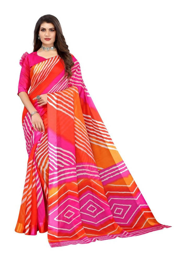 Vamika Pink Linen Satin Border Saree