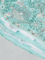 Thumbnail for House of Panchhi Turquoise Blue Organza Sequins, Zarkan And Thread Embroidery Lehenga Choli & Dupatta - Distacart