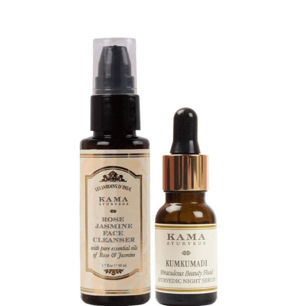 Kama Ayurveda Kumkumadi Night Serum And Rose Jasmine Face Cleanser Combo - Distacart