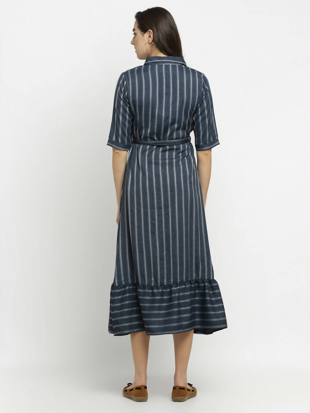 Rudra Bazaar Grey A-Line Striped Kurta - Distacart