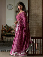 Thumbnail for Suta Magenta Floral Pure Cotton Saree - Distacart
